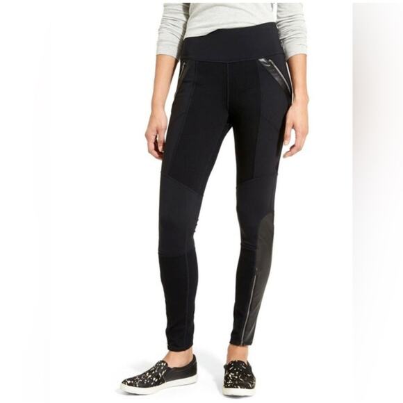Athleta Luxe Ponte Black Athleisure Leggings with Zippers Medium - Picture 3 of 9